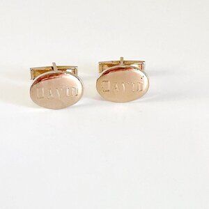 VINTAGE CUFFLINKS GOLD TONE MONOGRAMMED "DAVID"